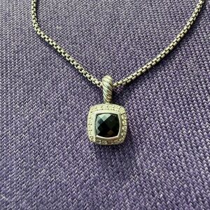 David Yurman Elegant Onyx, Diamond and Sterling Silver Pendant Necklace